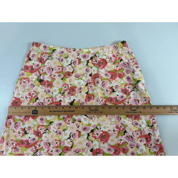 J Jill Pull On Skirt Cotton Modal Pink Green Floral Print Women's S Small - Picture 8 of 11